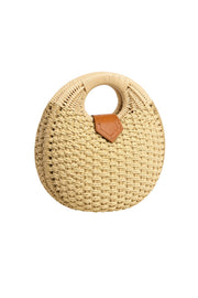 Round Wicker Beige Handbag