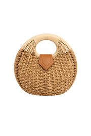 Round Wicker Mink Handbag