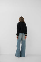 Round Neck Black Oversize Knit Black Sweater