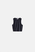 Racer Neck Crop Anthracite Blouse
