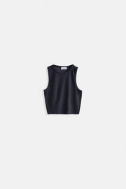 Swimmer Collar Crop Anthracite Blouse