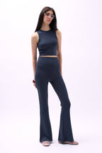 Racer Neck Crop Anthracite Blouse