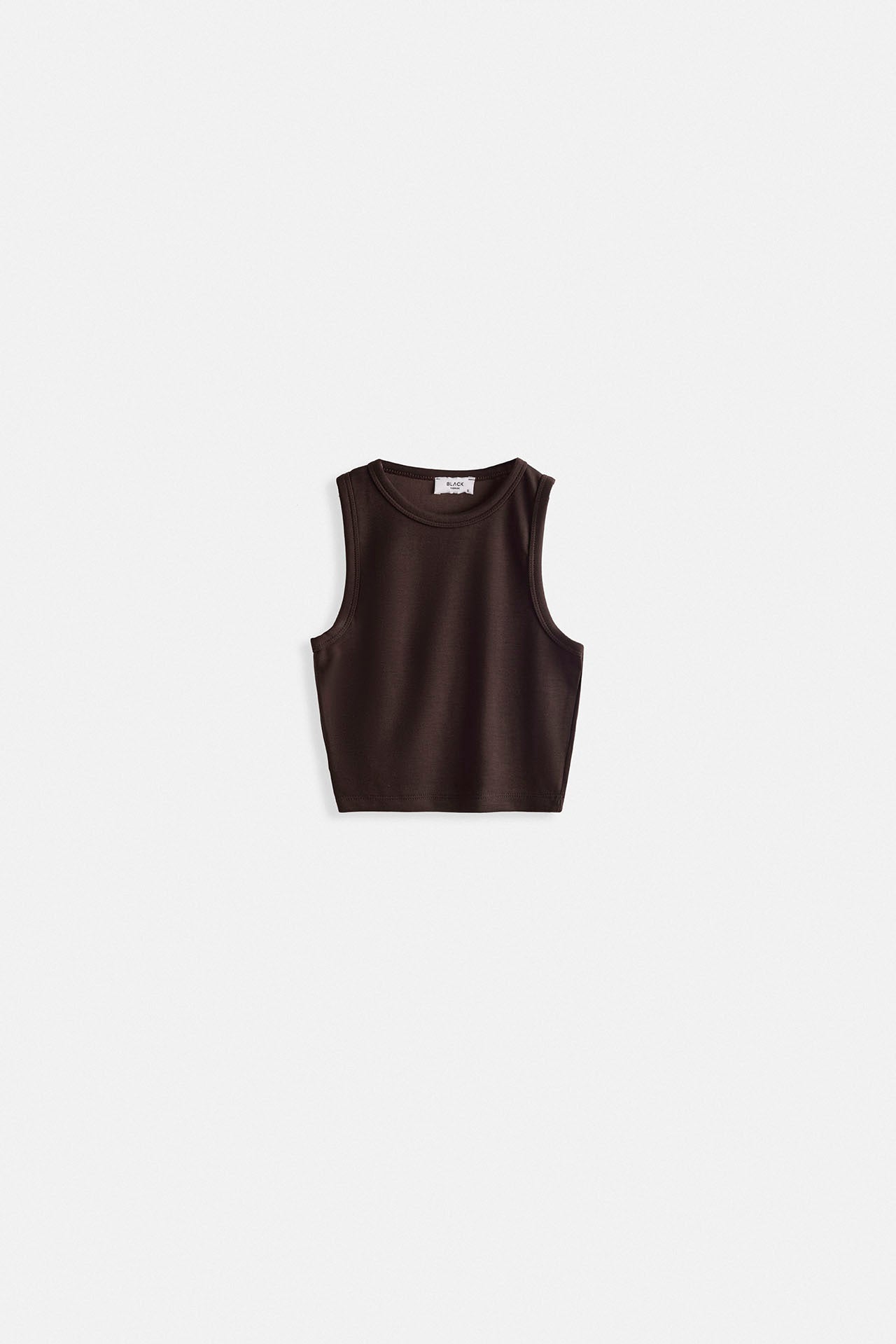Racer Neck Crop Brown Blouse