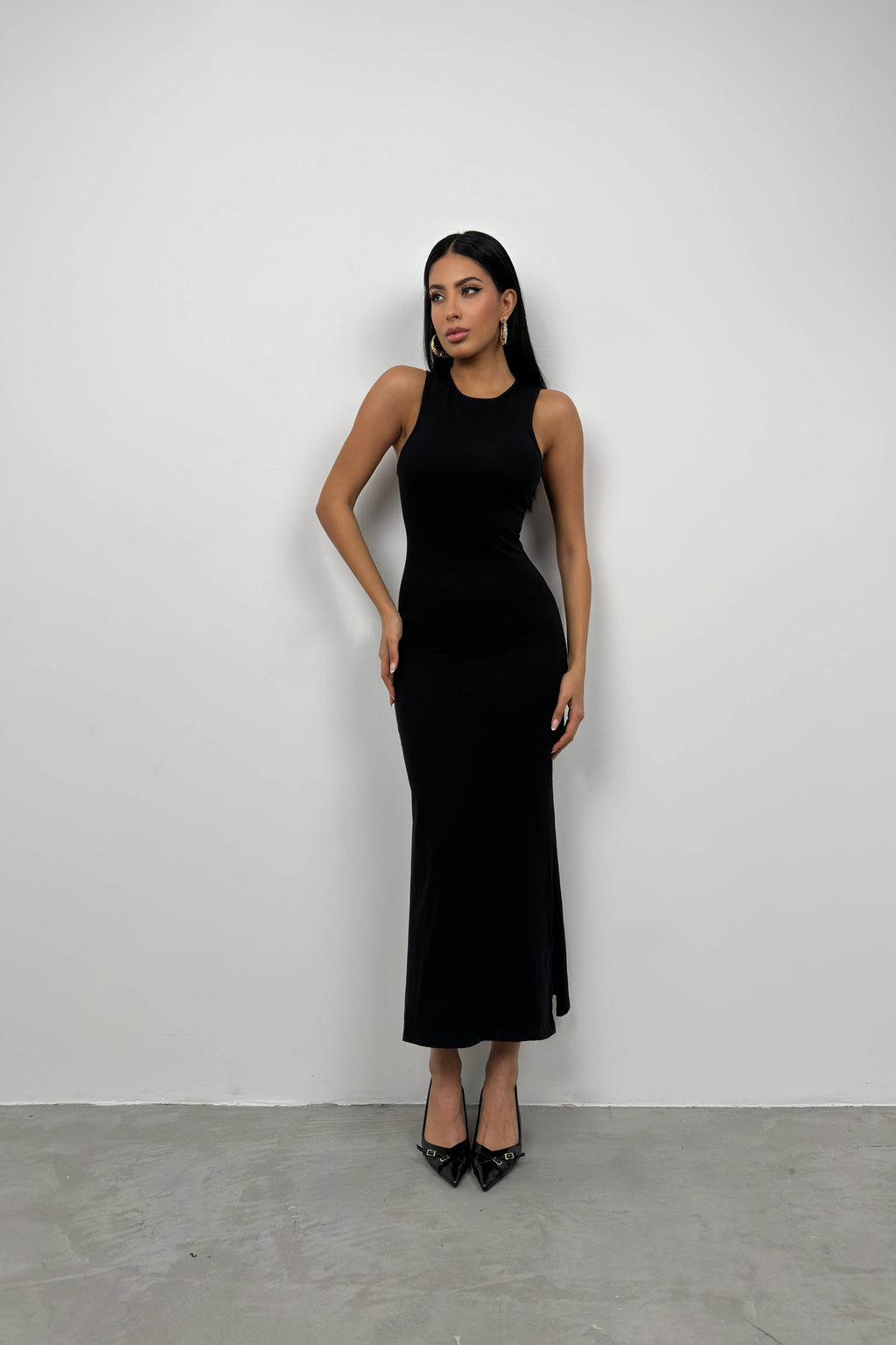 Racer Neck Black Sport Dress