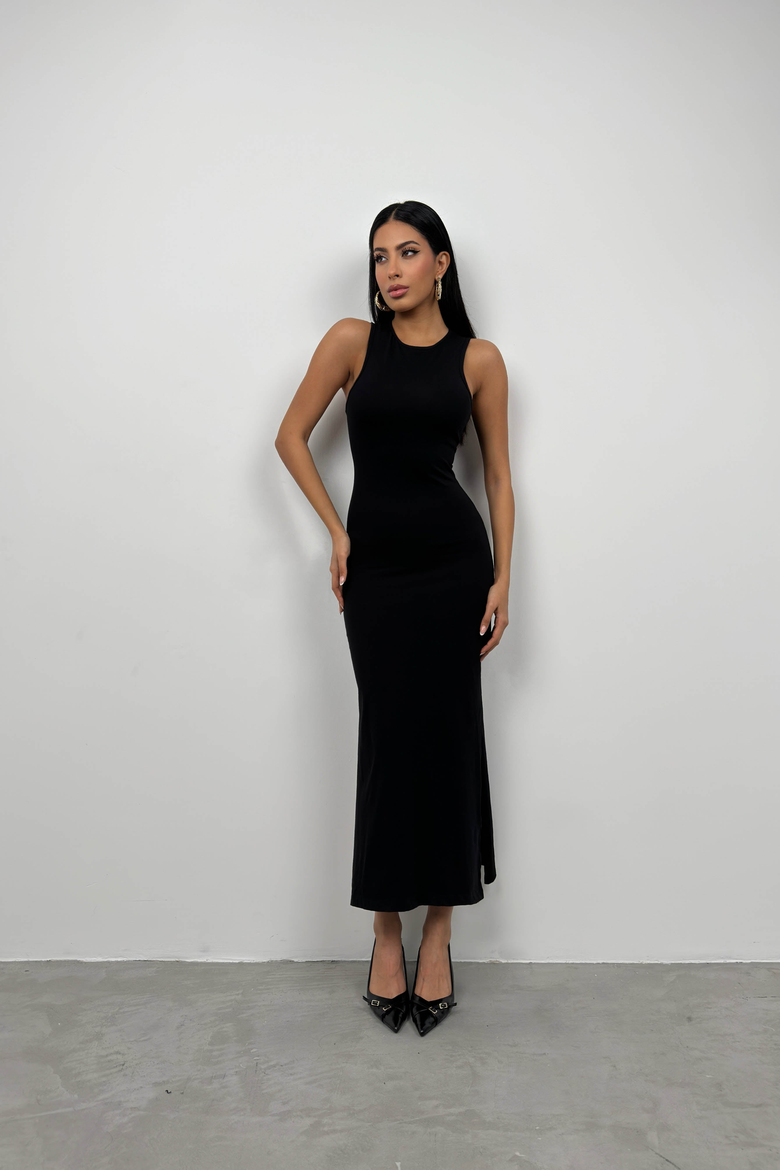 Racer Neck Black Sport Dress