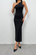 Racer Neck Black Sport Dress
