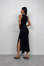Racer Neck Black Sport Dress