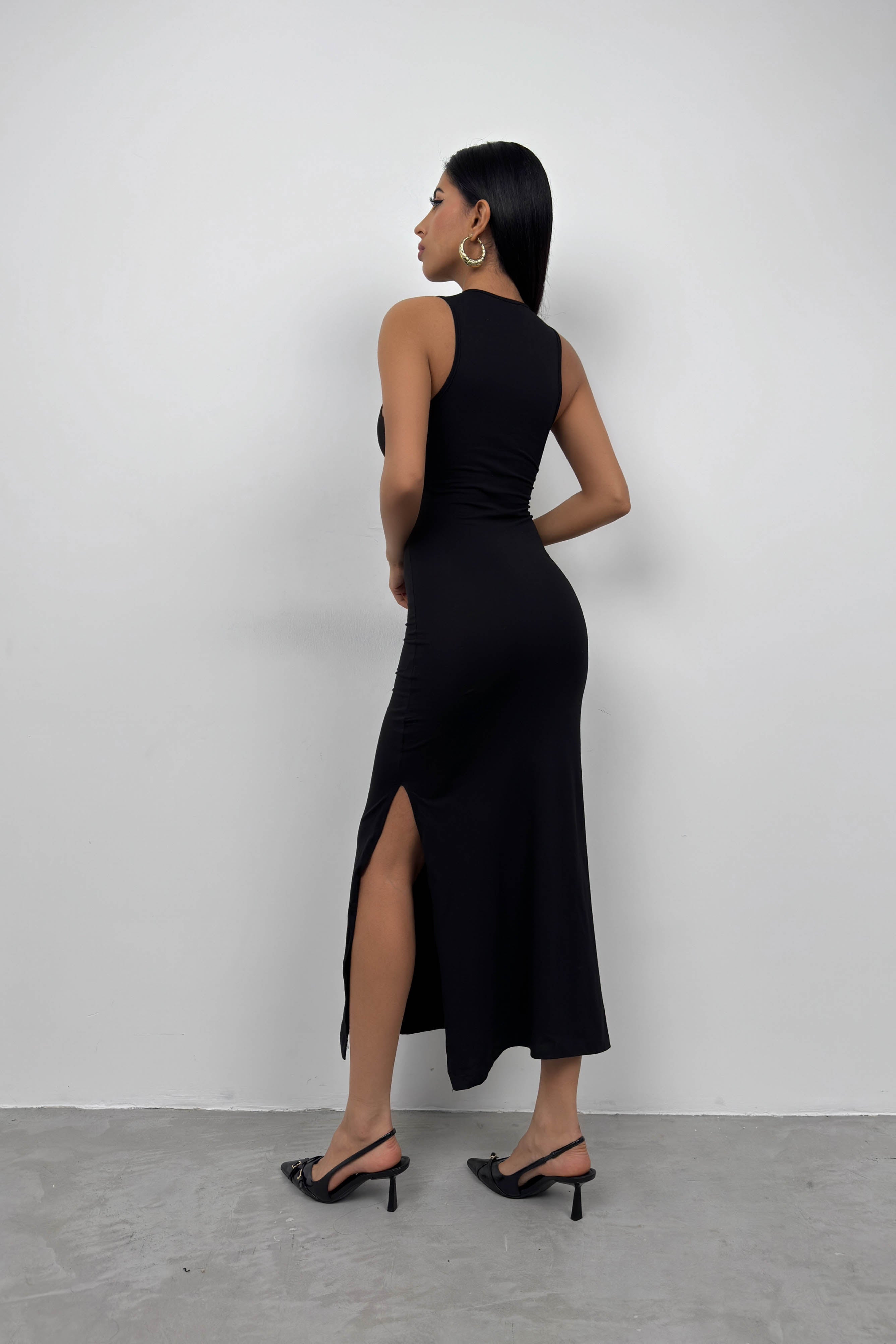 Racer Neck Black Sport Dress