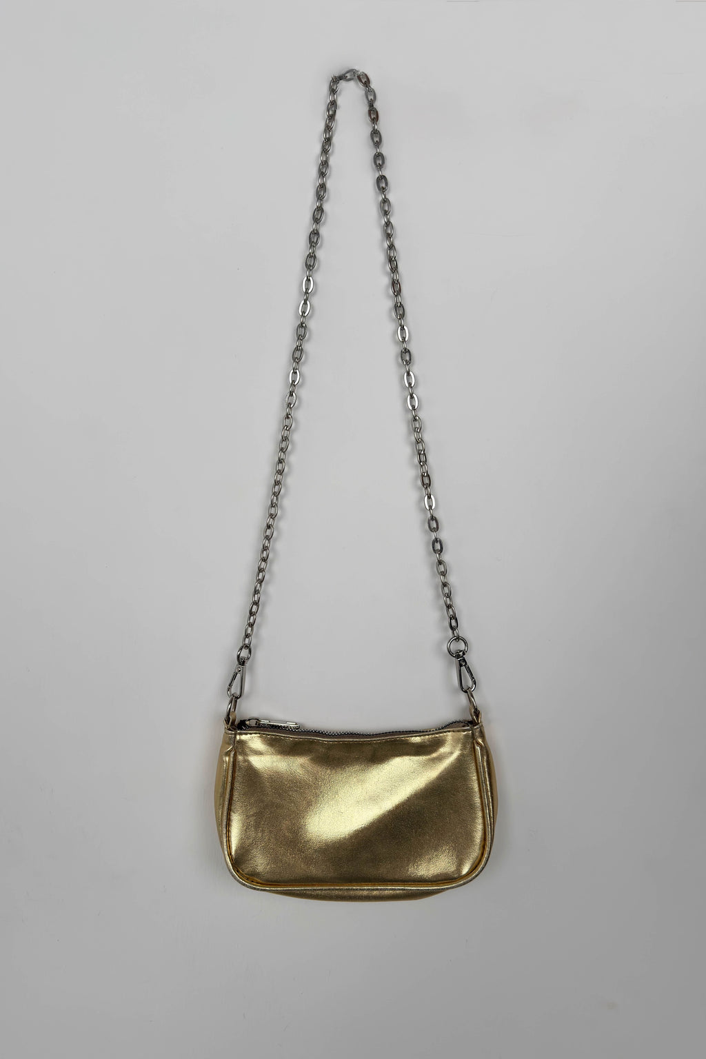 Chain Detail Shiny Gold Bag